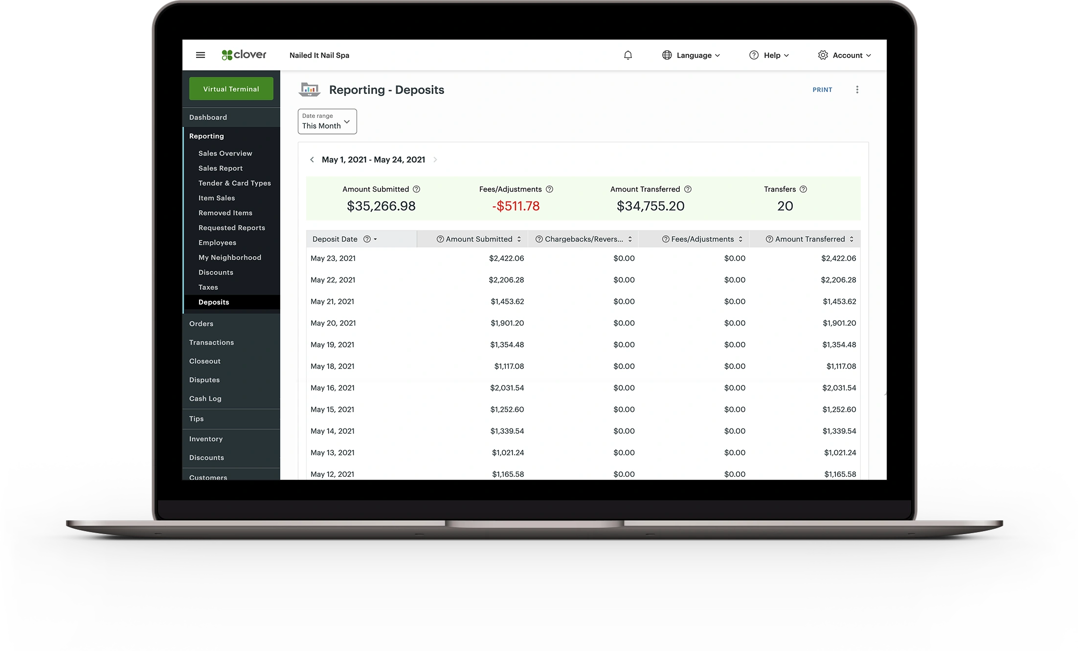 Clover invoicing workflow and payment tracking